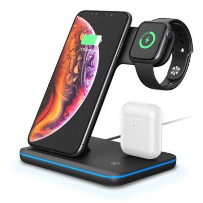 Amazon Top Seller 3 In 1 15w 10w Fast Charge Multifuncion Wireless Charger Stand Qi Wireless Charging Station For Smart Phone