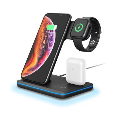 CE FCC RoHS 3 In 1 Wireless Charging Fast 15W 10W 7.5w 5w Wireless Charger For iPhone iWatch Airpods Android