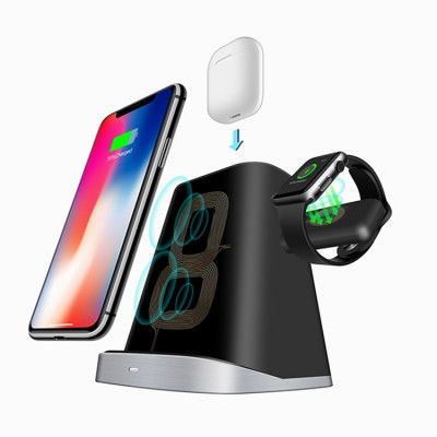 3 in 1 P8X 10W QI Wireless Charging Stand ABS + PC Wireless Charger for iPhone Airpods Apple Watch