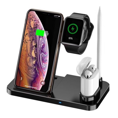 4 in 1 smart portable Qi phone holder watch fast wireless charging station pad dock 10w wireless charger stand